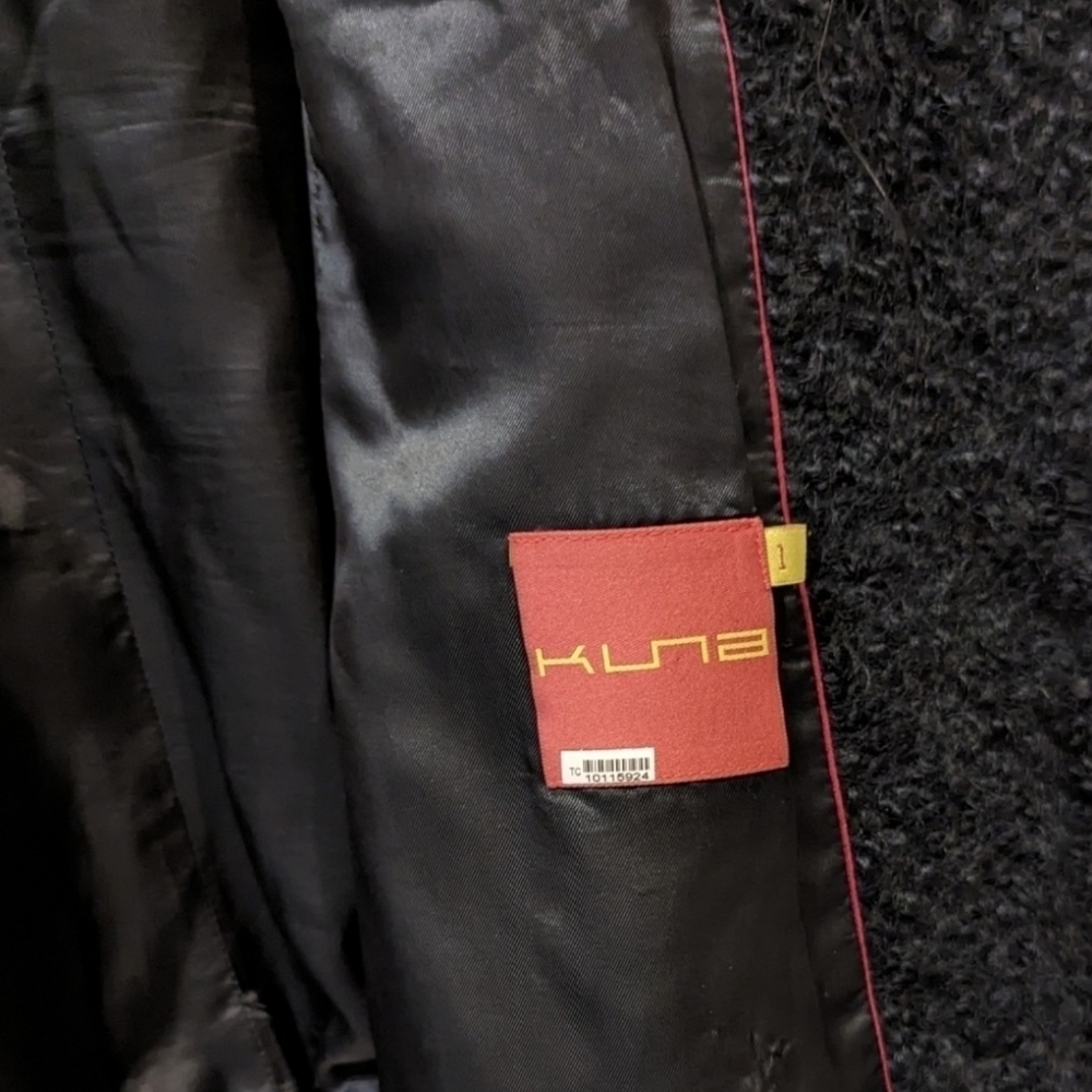 KUNA Black Alpaca Blend Mixed Media Asymmetrical Full Zip Jacket (L) - Picture 4 of 6